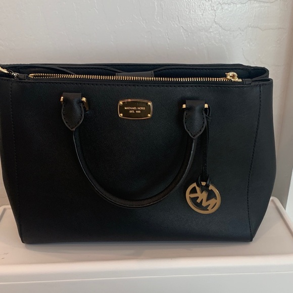 Michael Kors Black Satchel with Gold Accents - Picture 1 of 4